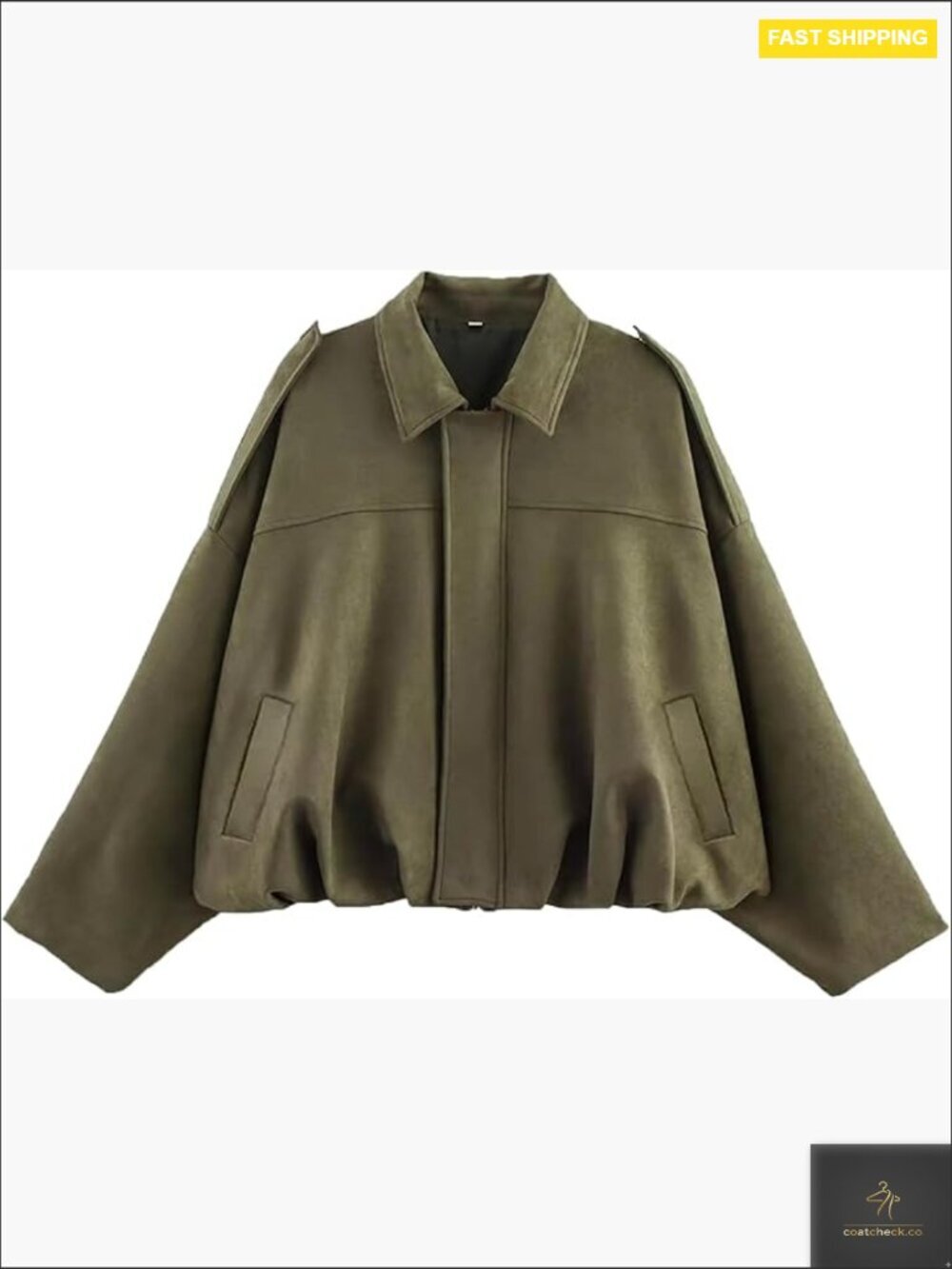 Faux Suede Bomber Jacket Oversized Lapel Pilot Cropped Coat Streetwear Y2K